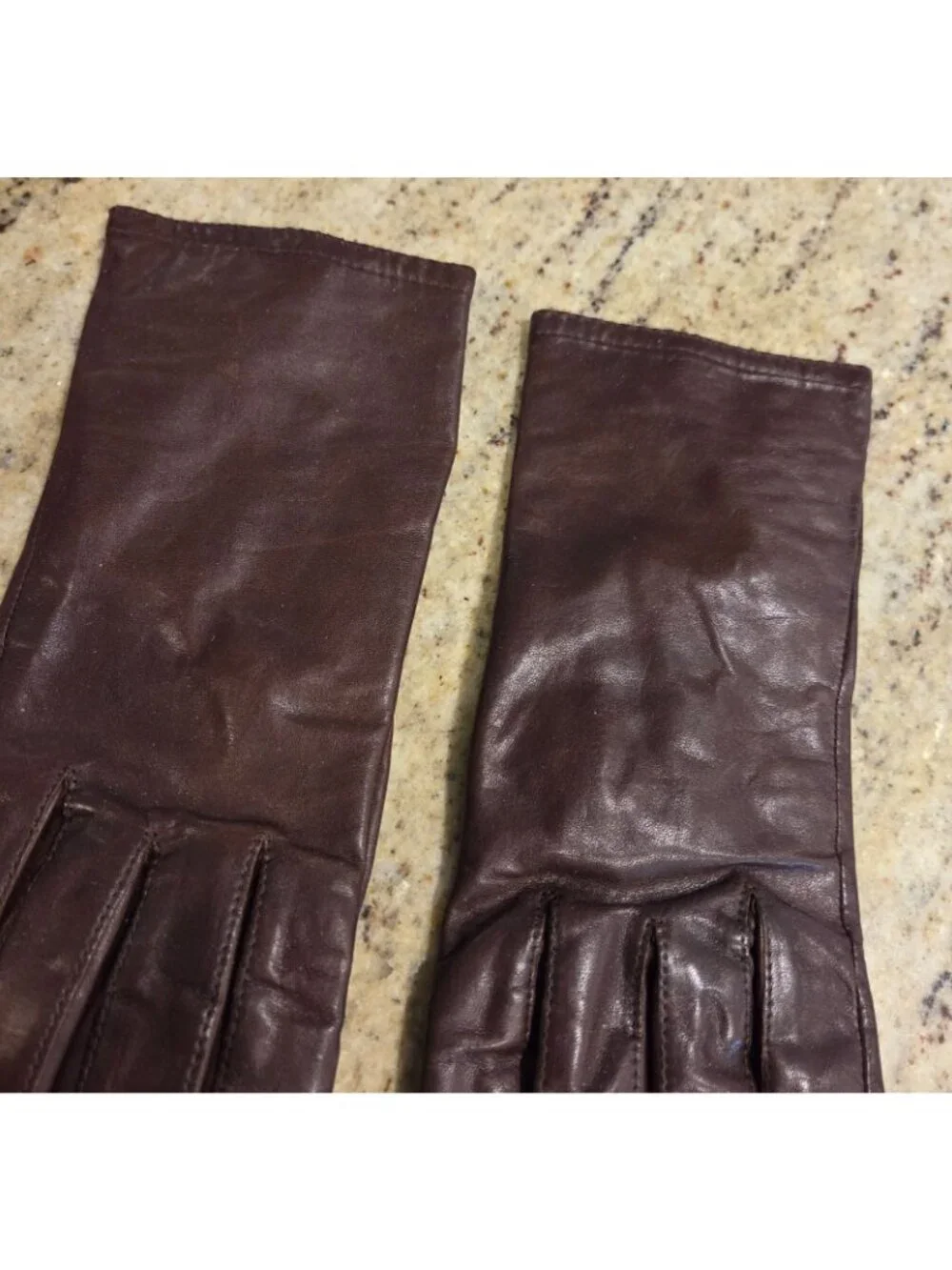 Vintage Womens Size M 7 Brown Leather Knit Lined Gloves Grandoe
